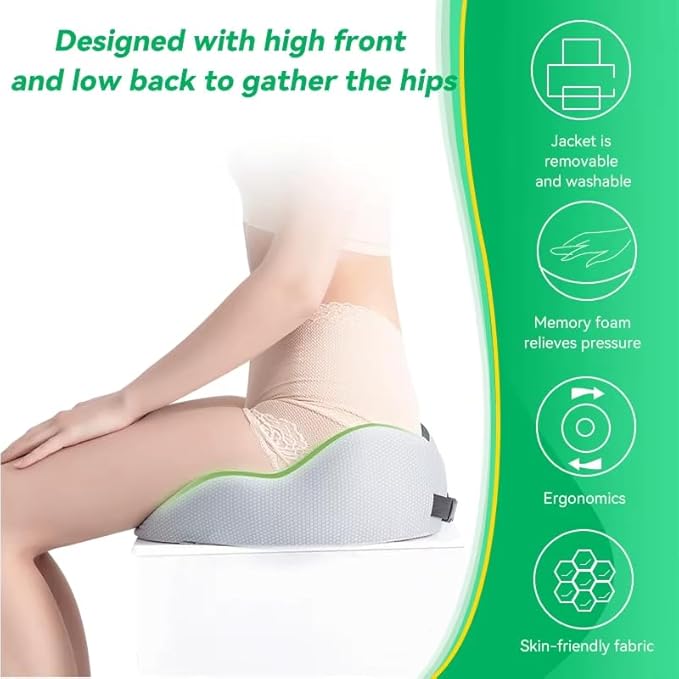 Seat Cushion Office Chair Orthopedic Memory Foam Coccyx Pad Sciatica Pain Tailbone Back Comfort Posture Alignment Pressure Ideal Home Car Work