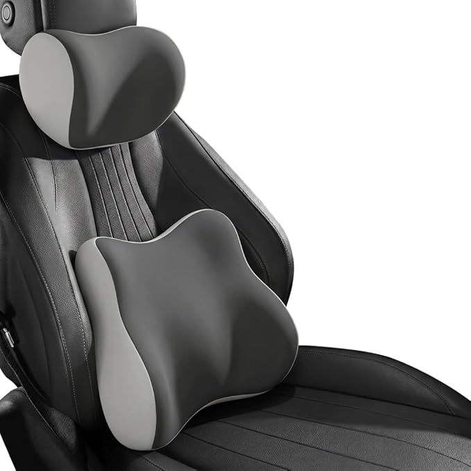 Car Headrest Pillow & Lumbar for BMW 3er 323Ci E46 328Ci E46 318Ci E46 320Ci E46 330Cd E46 330Ci E46, Car Seat Neck Pillow Back Support, Breathable All-Season Automotive Seat Cushions, 2PCS