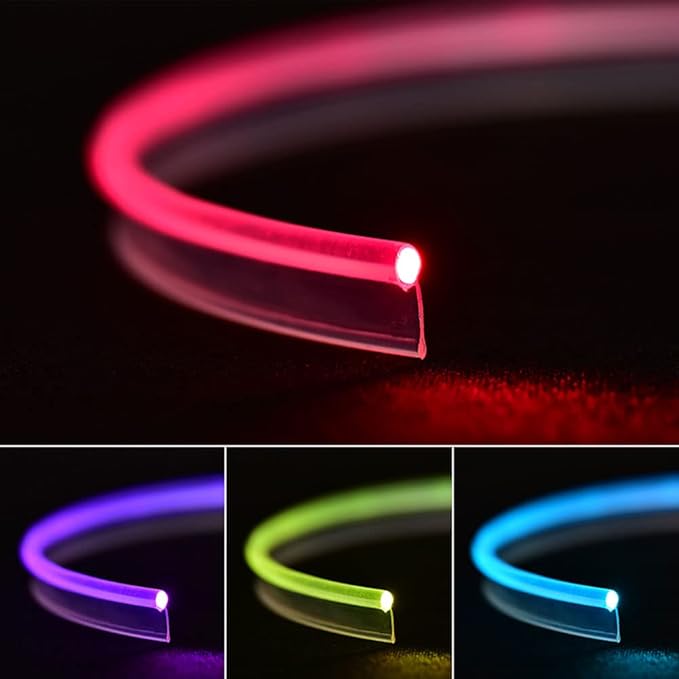 Super Bright MMA Plastic Optic Fiber Side Glow Unibody Band Edge Cable Car LED Illumination Optic Fiber Band Car Interior Atmosphere Lights (13.12ft)