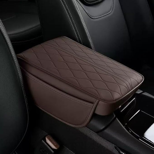 1 Pack Car Center Console Cover Custom Fit for Toyota Grand Highlander Hybrid 2024-2025, Leather Memory Foam Armrest Cushion Protector, Anti-Scratch Durable Armrest Pad,Coffee Brown