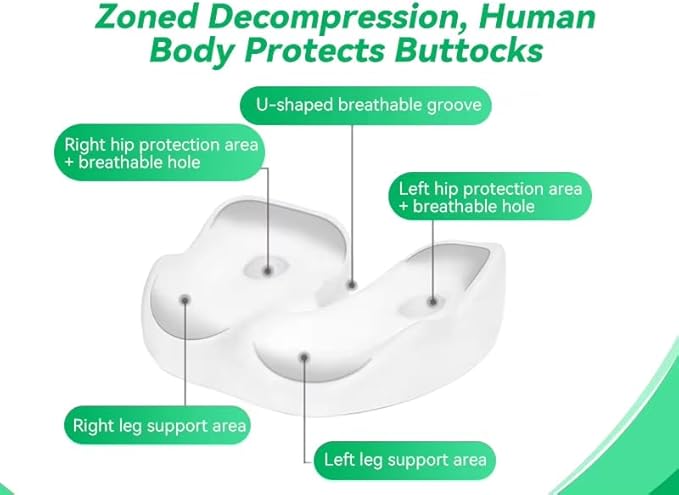 Seat Cushion Office Chair Orthopedic Memory Foam Coccyx Pad Sciatica Pain Tailbone Back Comfort Posture Alignment Pressure Ideal Home Car Work