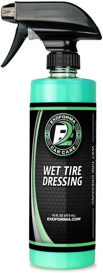 ExoForma Wet Tire Dressing Spray - Extremely High Shine Tire Dressing for That Wet Look - No Sling, Non-Greasy Silicone Formula with UV Protection - Easy to Apply, Minimal Cure Time - 16 fl oz