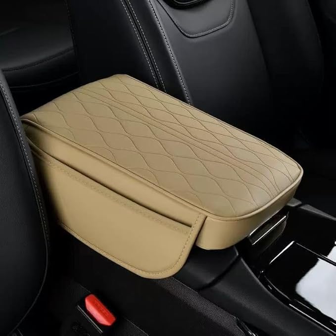 1 Pack Car Center Console Cover Custom Fit for 2024 2025 Lexus GX550 550h, Leather Memory Foam Armrest Cushion Protector, Anti-Scratch Durable Armrest Pad,Beige