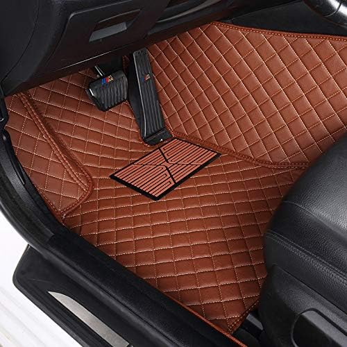 Custom Floor Mats for Cars fit 95% Sedan SUV Sports Car Full Coverage All Weather Men Women Pads Protection Non-Slip Leather Floor Liners (Black and Yellow Stitching)