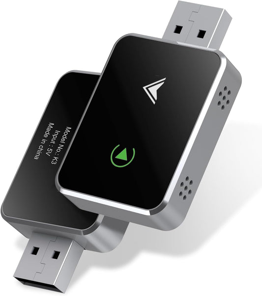 Wireless CarPlay Adapter, 2025 Upgraded 2-in-1 Mini Size CarPlay & Android Auto, Convert Wired to Wireless with USB & Type-C, Plug & Play, Stable Control & No Delay Car Play with iPhone & Android
