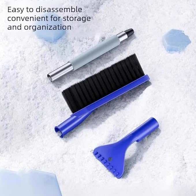 24” Car Snow Brush with Ice Scraper 2 in 1 Detachable Snow Clearing Tool with Storage bag 7.8" Bristle Head Scratch Free, SUV Truck RV Window Roof Exterior (Blue)