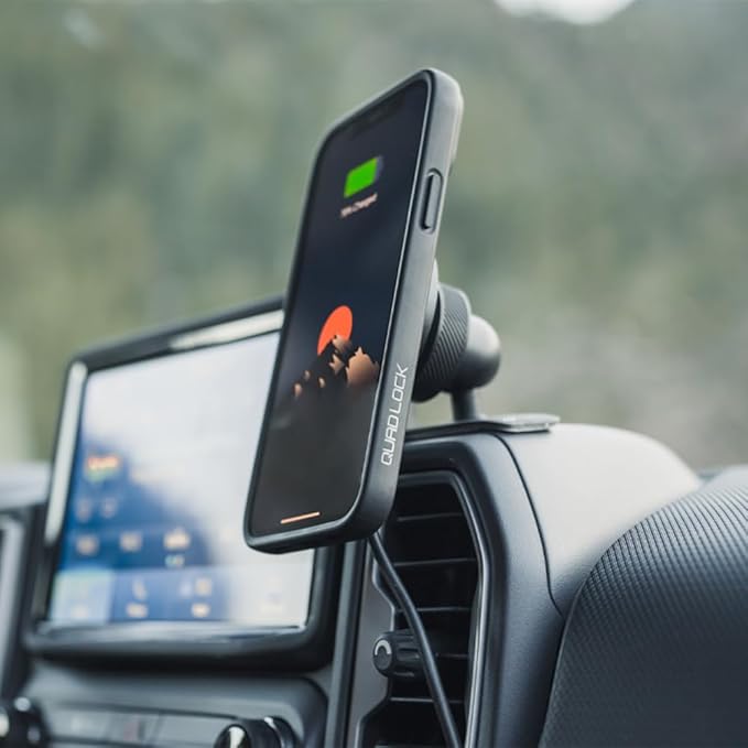 Quad Lock Adhesive Dashboard/Console Car Phone Holder Kit with MAG Wireless Charging Head V2 and MAG Phone Case for iPhone 17