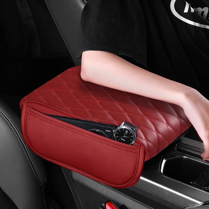 Universal Car Armrest Pad for Mini Countryman R60 F60 One/S/Cooper/JCW 2010-2024 Leather Armrest Box Center Console Cover Pad Waterproof Arm Rest Protector Decor Accessories,Brown01