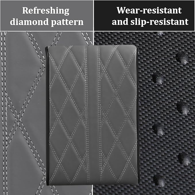 Car Center Console Cover, Memory Foam Leather Vehicle Armrest Seat Box Pad Protector, Comforable Waterproof Automotive Center Middle Cushion Mat Accessories, Universal Fit (Gray)