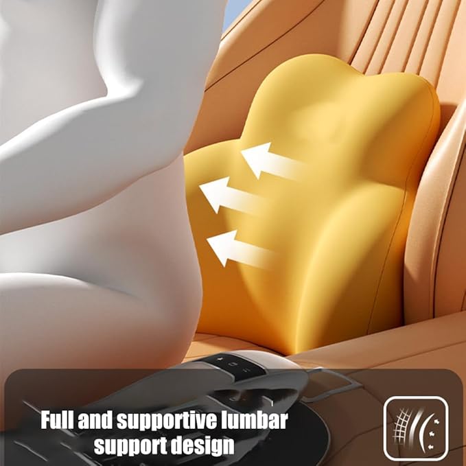 Car Lumbar Support Pillow for Chevrolet GMC Silverado/Sierra 1500 2014-2016 2017 2018 Memory Foam Back Support Cushion Breathable Car Seat Lumbar Pad Accessories,Yellow