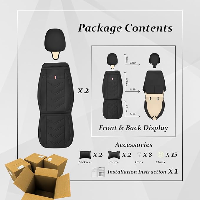 Car Seat Cover for Ford Explorer 2000-2025, Waterproof Durable Compatible Airbag, Premium Leather Seat Protector(2 Seats Luxury,Black)