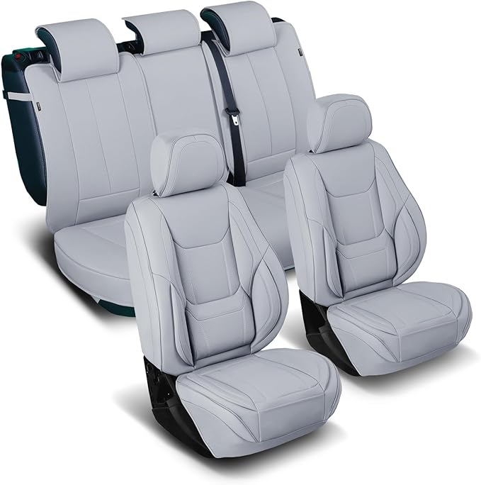 Coverland Custom Fit Car Seat Covers for Car Compatible with [BMW 4-Series, Ford Focus, Kia Forte, Scion TC] Premium Waterproof Non-Slip Interior Seat Protector [Full Set Gray - Size Chart X55]