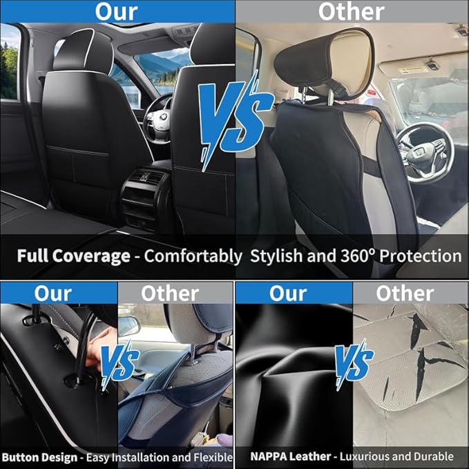 Car Seat Covers Custom Fit for Chevrolet/Chevy Spark 2012-2022 , Premium Faux Leather Waterproof Car Seat Protectors with Lumbar Support, Breathable Anti-Slip Easy to install(Black&White,Full set)
