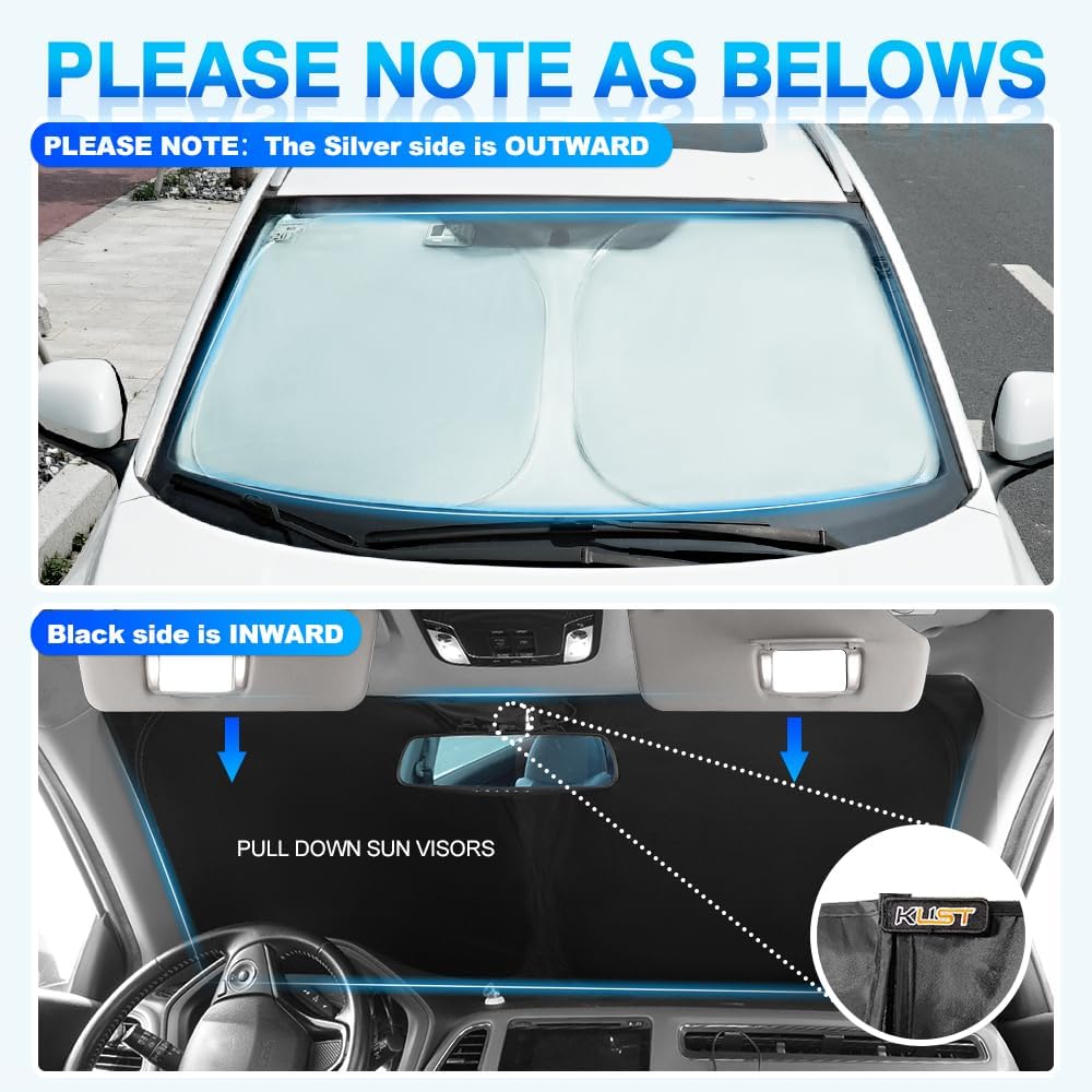 KUST Windshield Sun Shade for 2018-2023 2024 Nissan Kicks Accessories Sunshade Window Sun Visor Protector Foldable Blocks UV Rays Keep Your Car Cooler