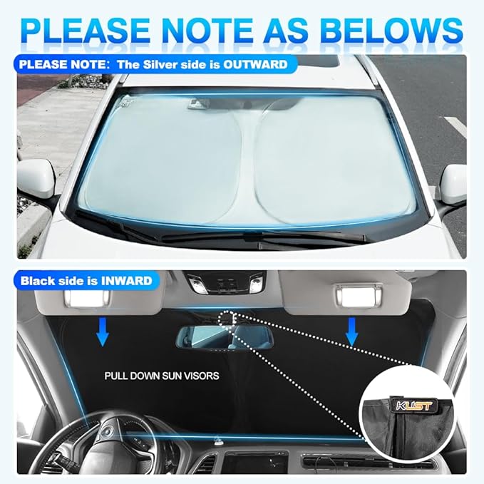 KUST Windshield Sun Shade for Toyota RAV4 2013 2014 2015 2016 2017 2018 Window Accessories Shade Sun Protector Foldable Block UV Rays Keep Car Cooler