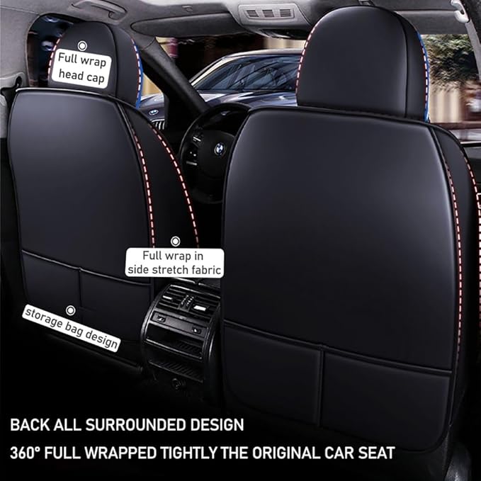 for Toyota CHR Seat Covers 2018-2026, Full Coverage Customized Car Seat Covers, Premium Leather Waterproof Stain-Resistant Easy to Install (Luxury 2 Seats, Black&Blue)