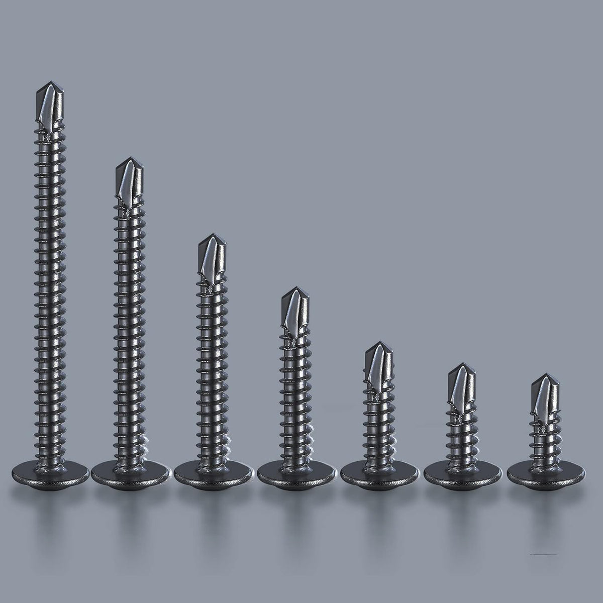 (150 pcs) Wensilon #10×1-1/2” for Sheet Metal Self-Tapping Screws 410 Black Stainless Steel Truss Head High-Strength Quick Tapping