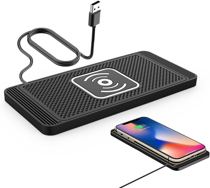 Car Wireless Charger Pad for Ford F-250 Super Duty, Fast 15W Slim Qi Wireless Charging Pad with USB/Type-C Cable Non-Slip Charging Mat for Car,15W-USB