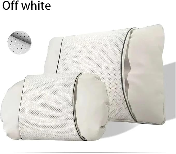 1/2PCS PU Leather Car Neck Pillow & Lumbar Support Cushion, Breathable Universal Seat Headrest Waist Pad, Soft Support Cushion for Daily Driving and Travel(C Style headrest)