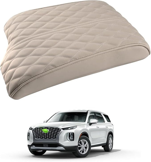 Autorder Center Console Cover for 2020-2025 Hyundai Palisade Accessories Armrest Cover Memory Foam Armrest Support Cushion Anti-Scratch Leather Protector Pad (Beige)