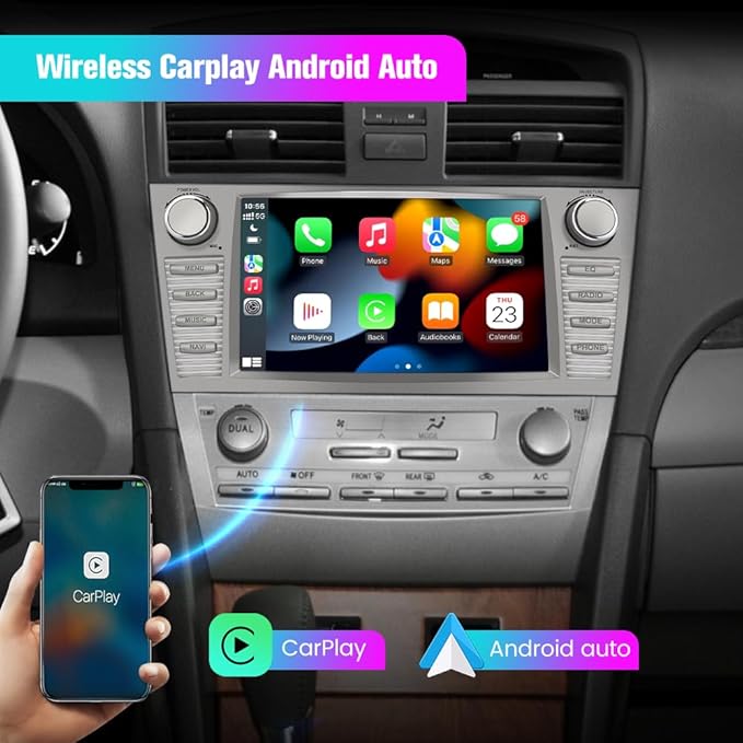 Car Radio Andriod 13 for Toyota Camry 2007-2011, 9 inch Touch Screen 2GB+32GB Head Unit with Wireless CarPlay Android auto Bluetooth WiFi SWC GPS Reverse Camera
