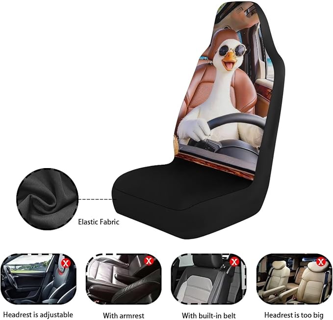 Goose Car Seat Covers Cool Comfortable Car Seat Cover for Front Seats Set of 2 Removable Automotive Accessories Elastic Polyester Suitable for Most Cars,SUV,Sedan