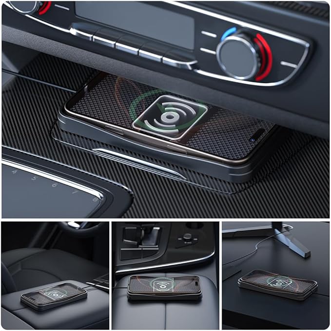 Car Wireless Charger Pad for Ford Ranger 2000-2011 2019-2025, Type-C/USB 20W Fast Wireless Car Charger Pad Non-Slip Cordless Charging Mat,B-30cm Cable USB Plug