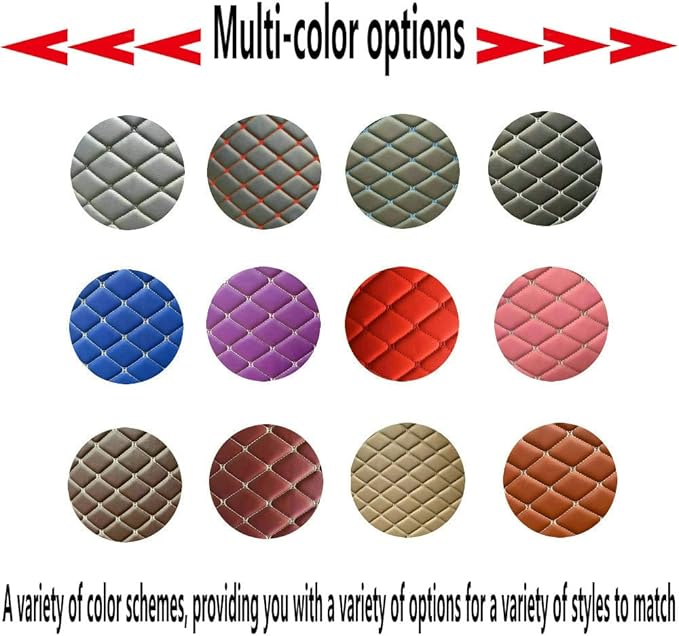 KaiLaiCarCustom Automotive Car Floor Mats for 99.99% Sedan SUV Sports Car Men Women Protection Full Coverage Pads Anti-Slip Leather Floor Lining (Red Mat Beige Line, A - Diamond)