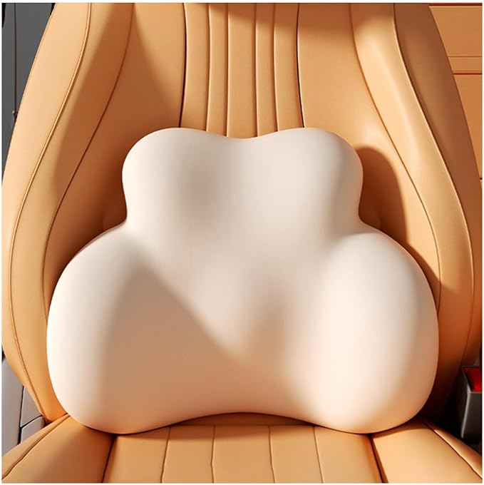 Car Lumbar Support Pillow for Porsche Taycan GTS 2021 2022 2023 Memory Foam Back Support Cushion Breathable Car Seat Lumbar Pad Accessories,Beige