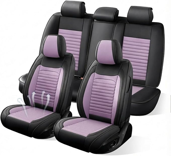 Car Seat Covers Full Set Fit for Toyota Corolla Cross 2022-2025,2026, Premium Faux Leather Car Seat Protector,Breathable Anti-Slip Full Wrapping Edge Seat Covers(Black&Purple,Full Set)