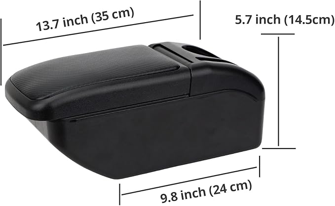 AULPHIKE Compatible with Nissan Note Armrest E-Power Car Center Console Organizer Armrests Double Layer Storage with USB Ports（Carbon Fiber Style）