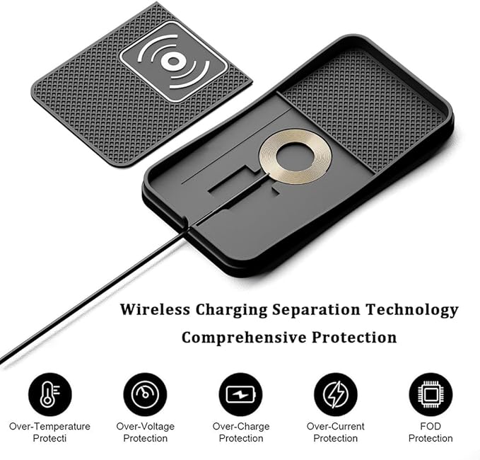 Car Wireless Charger Pad for Toyota Tacoma 2000-2025, Type-C/USB 20W Fast Wireless Car Charger Pad Non-Slip Cordless Charging Mat,A-30cm Cable Type-C Plug