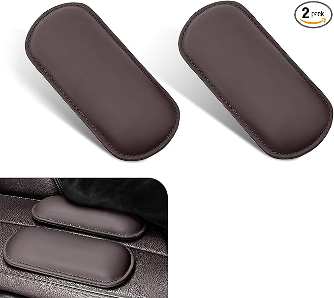 WZP 2PCS Car Door Armrest Pads, Soft Leather+Memory Foam Car Knee Pads, Arm Rest Elbow Cushion with One-Piece Molding, Universal Car Interior Accessories for Arm Support Protect (Brown)