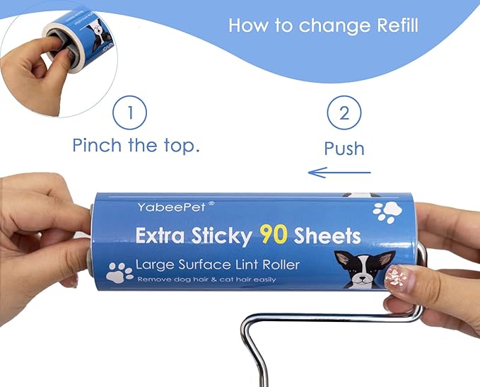 Extra Sticky Large Lint Roller Refills, 6.3'' Giant Lint Roller Refills for Pet Hair, Clothes&Furniture Cleaning, 360 Sheets in Total