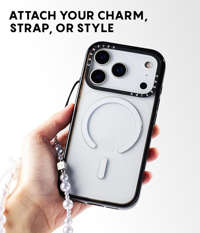 CASETiFY Impact iPhone 17 Case [Slim/Compatible with Magsafe / 8.2 ft. 4X Military Grade Drop Protection] - Ribbons and Tulips - Clear Black