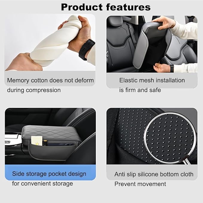 1 Pack Car Center Console Cover Custom Fit for 2024 2025 Lexus GX550 550h, Leather Memory Foam Armrest Cushion Protector, Anti-Scratch Durable Armrest Pad,Beige