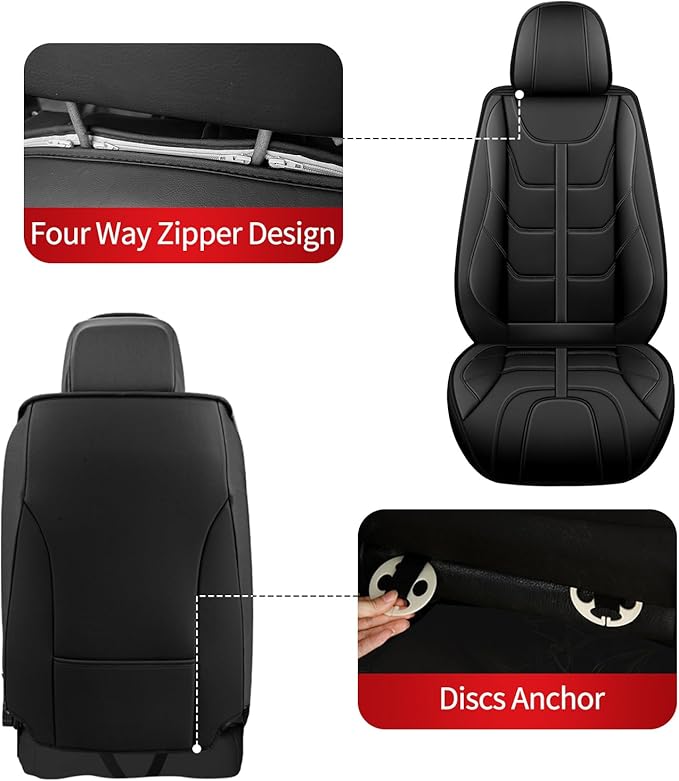 TTX LIGHTING Car Seat Covers fit for Nissan Kicks 2018-2026 Full Set: Premium Leather Automotive Seat Cover with Airbag Compatible Waterproof (5 Seats, Black)