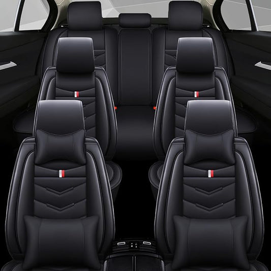 Car Seat Cover 6 Seats for Ford Explorer 2000-2026, Waterproof Durable Compatible Airbag, Premium Leather Seat Protector(6 Seats Luxury,Black)