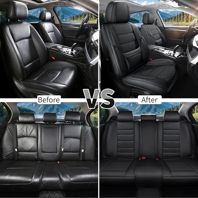 Car Seat Covers Custom Fit for Chevrolet/Chevy Colorado 2015-2026 , Premium Faux Leather Waterproof Car Seat Protectors with Lumbar Support, Breathable Anti-Slip Easy to install(Black,Full set)