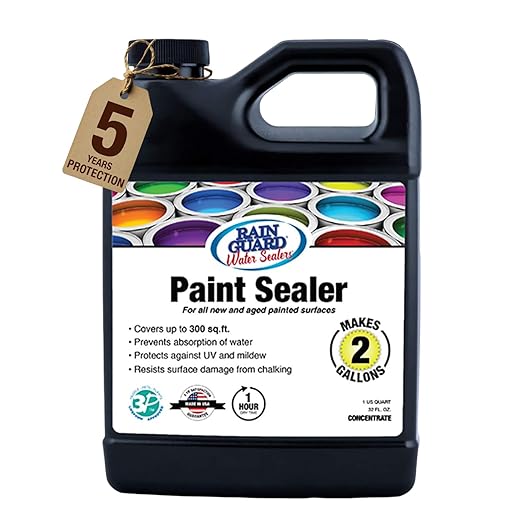 Rain Guard Paint Sealer Concentrate SP-9002 | Makes 2 Gallon | Protects Painted Concrete, Wood, Stone | Silane/Siloxane Acrylic Waterproofer | UV Resistant | Fast Drying | Semi-Satin Finish