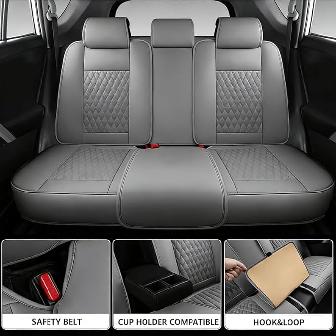 Car Seat Covers Full Set Custom Fit for Mercury Mountaineer 1997-2010 - Premium Faux Leather with Lumbar Support | Breathable, Waterproof, Anti-Slip, Durable (Gray,Full Set)