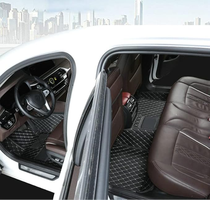 Car Floor Mats Automotive Floor Mats Vehicle Specific All Weather Protection Custom Compatible with Most of 98% Cars SUVs (Orange and Black)