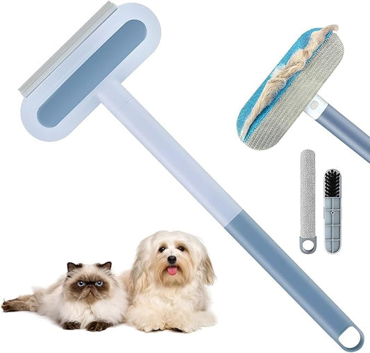 4 in 1 Pet Hair Removal Tool, Multifunctional Pet Hair Remover, Cat and Dog Hair Remover Brush Reusable with 23in Long Handle for Furniture, Couch, Carpet, Clothes