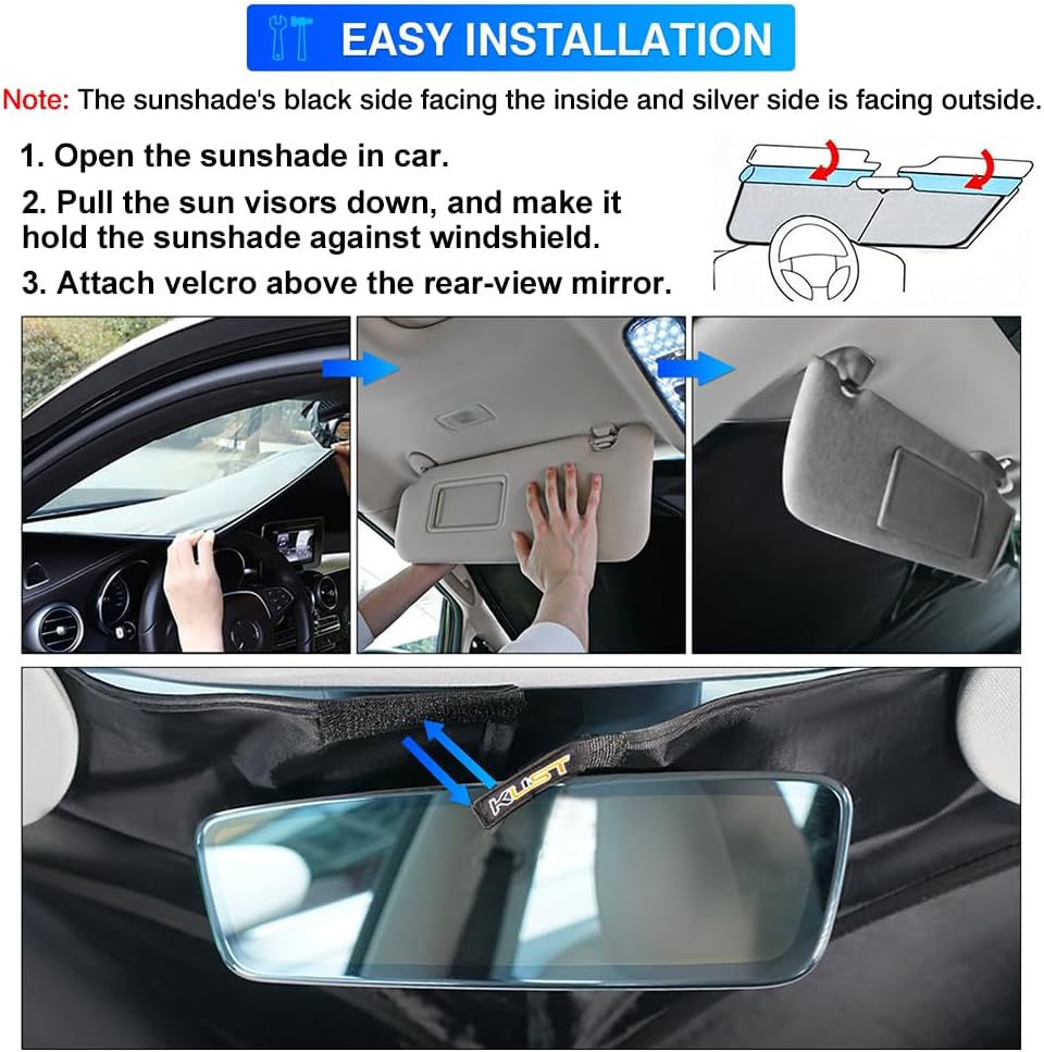KUST Windshield Sun Shade for 2018-2023 2024 Nissan Kicks Accessories Sunshade Window Sun Visor Protector Foldable Blocks UV Rays Keep Your Car Cooler