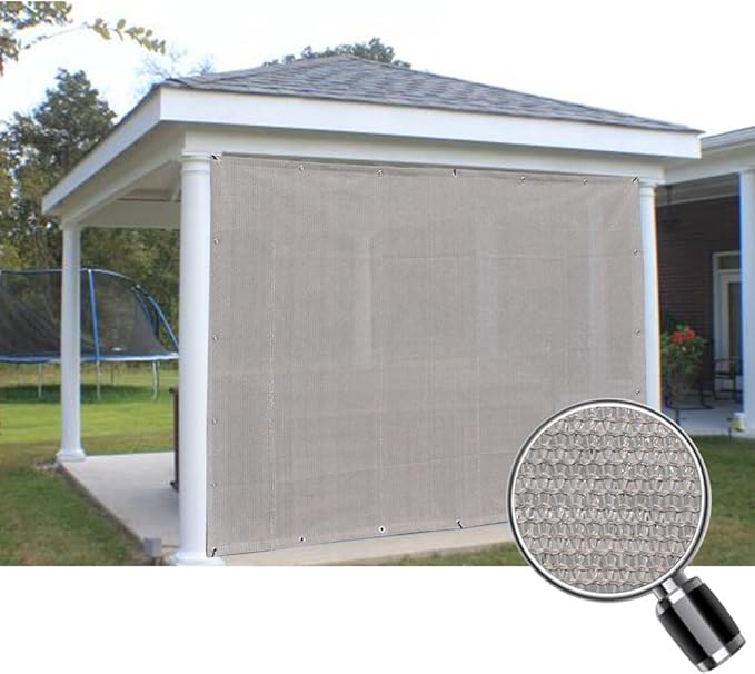 Alion Home Sun Shade Privacy Panel with Grommets and Hems on 4 Sides for Patio, Awning, Window, Pergola or Gazebo - Smoke Tan (12' x 4')