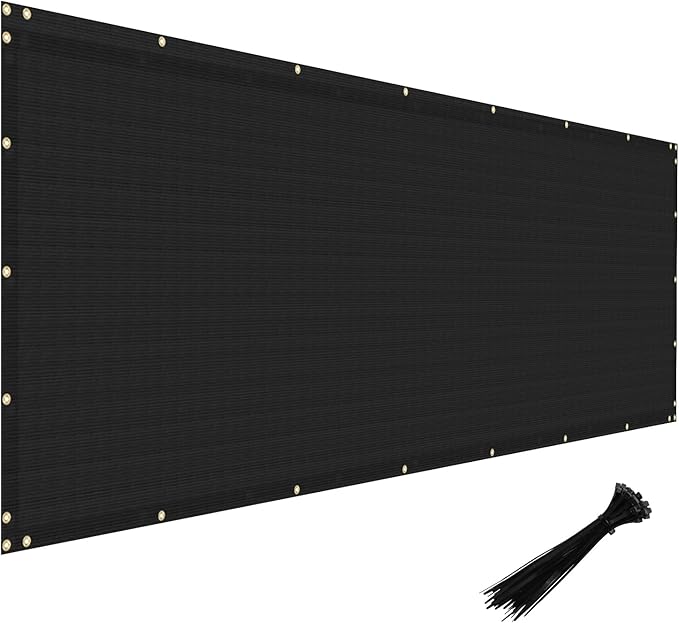 Windscreen4less Privacy Fence Screen Heavy Duty Windscreen Fencing Mesh Fabric Shade Net Cover with Brass Grommtes for Outdoor Wall Garden Yard Pool Deck, 8'x36' Black