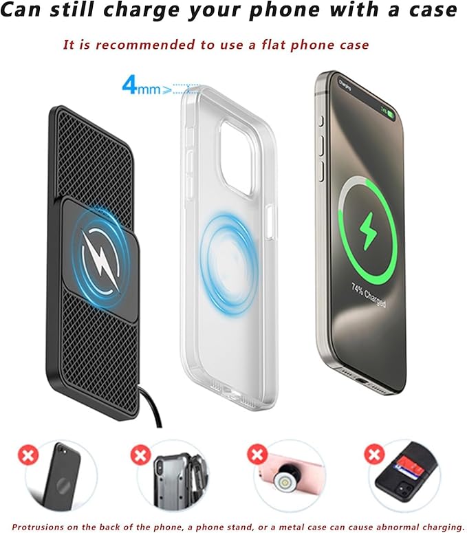Wireless Car Charger Pad for BMW 5er F10 F11 F18 F90 G30 G31 G38, Phone Cordless Charging Mat Center Console Non-Slip 20W Fast Wireless Type-C/USB,B 30cm Cable USB Plug-Normal