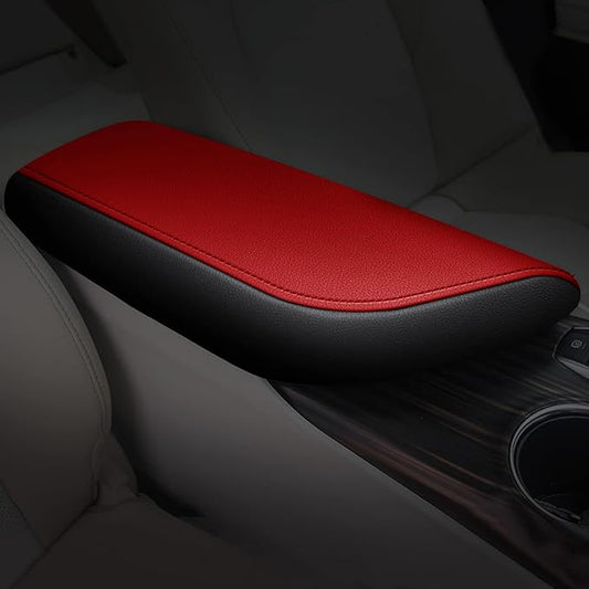 AOMSAZTO Console Covers for 2018-2023 Toyota Camry Black with Red Leather