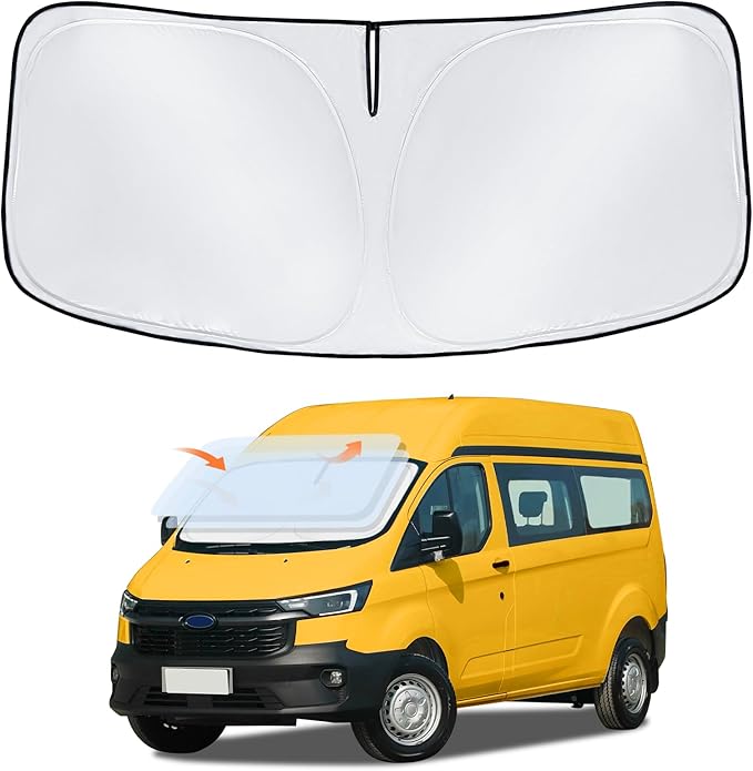 Sun Shade Sunshade for Ford Transit Windshield Cover, 4-Layer Front Window Shade Custom for Transit 2015-2025 2026 XL,Wagon XLT Cargo Vehicle,Connect Van XL Sun Visor 250T Shade Blocks UV Rays
