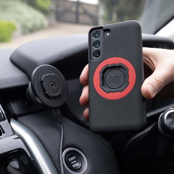 Quad Lock Adhesive Dashboard/Console Car Phone Holder Kit with MAG Wireless Charging Head V2 and MAG Phone Case for iPhone 13